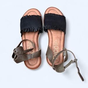 Brown & Black Strappy Sandals